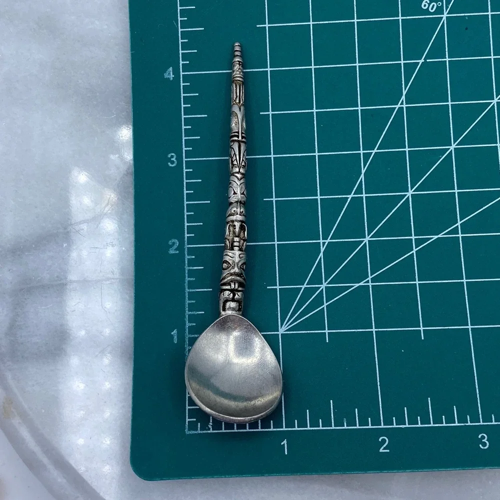Vintage Boma Canada Totem Pole Souvenir Spoon Silver Pewter Indigenous Artisan
